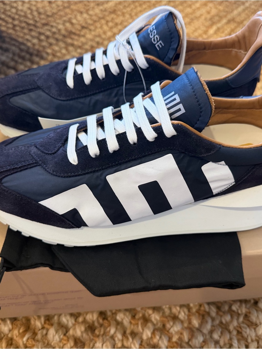 Navy and White Logo Runner Sneakers for Women